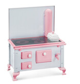 Miniaturherd mit Backofen für das Mäusehaus / Puppenhaus / rosa/weiß