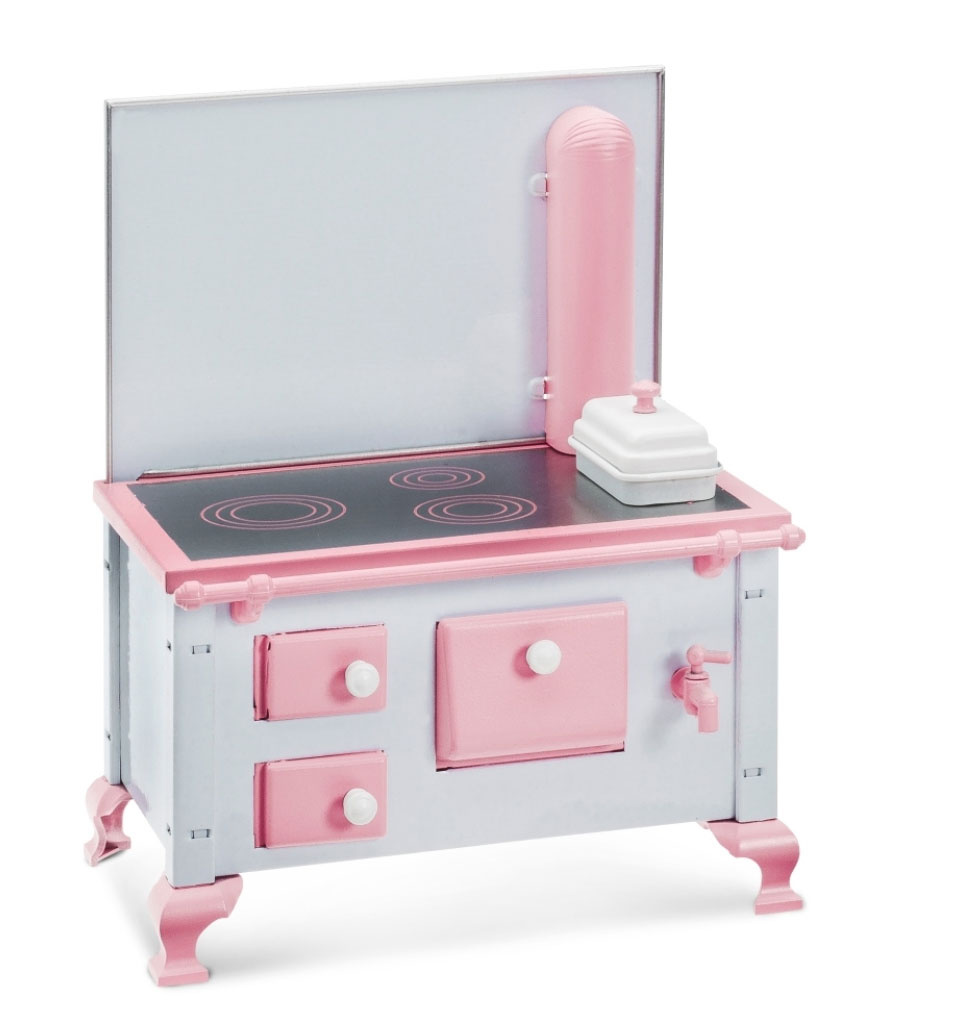 Miniature stove with oven for the mouse house / dollhouse / pink/white