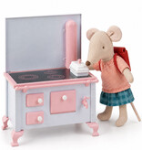 Miniaturherd mit Backofen für das Mäusehaus / Puppenhaus / rosa/weiß