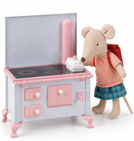 Rosa Miniaturherd mit Backofen für das Mäusehaus / Puppenhaus