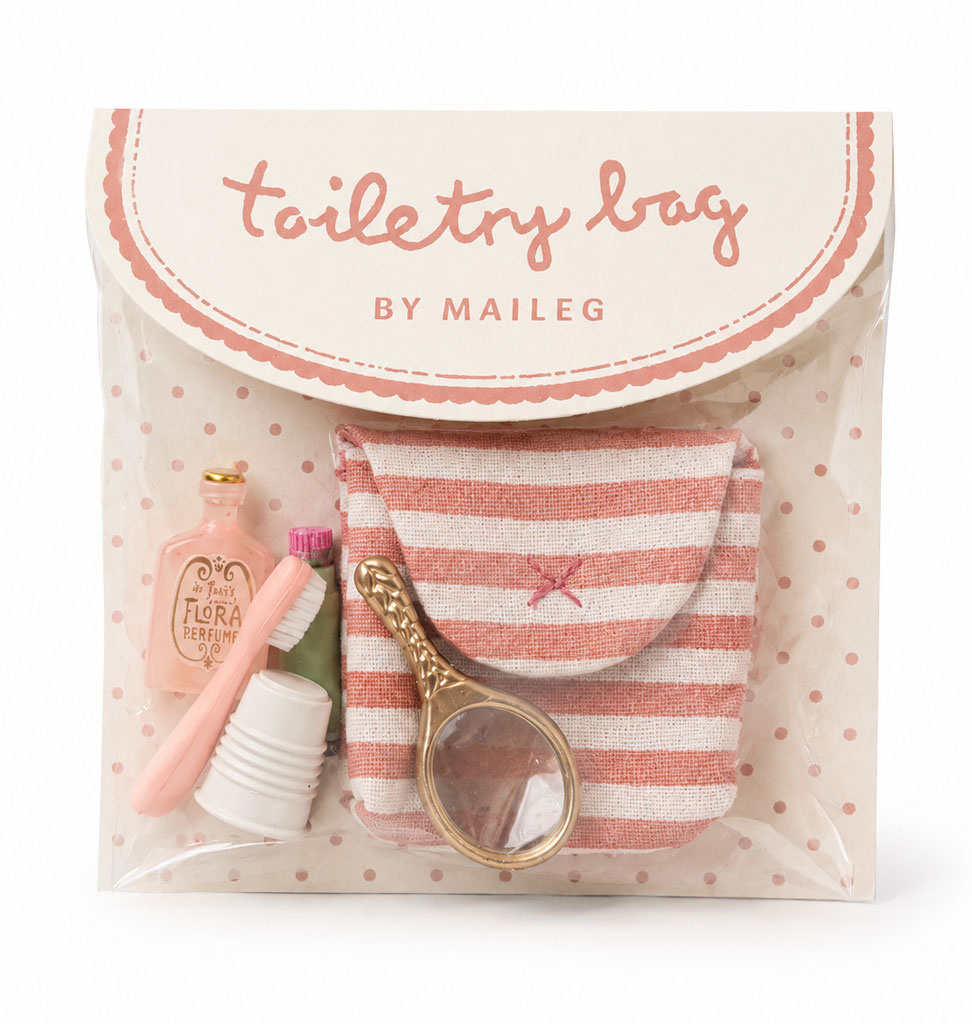 Maileg Maileg  tandenborstelset voor de muisjes met gevulde toilettas / coral