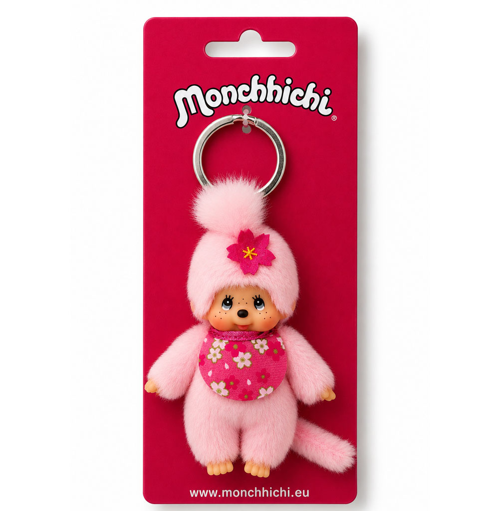 Monchhichi Monchhichi sleutelhanger meisje / cherry blossom
