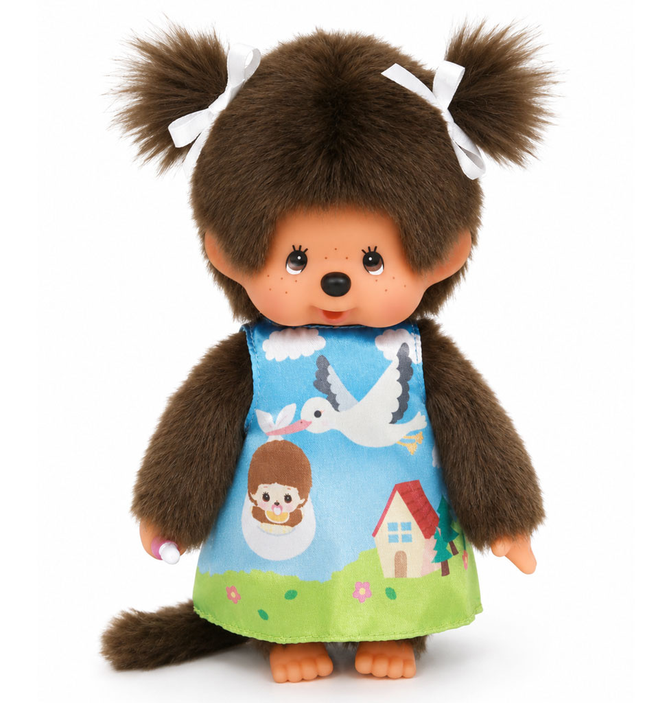 Monchhichi Monchhichi girl with stork print dress