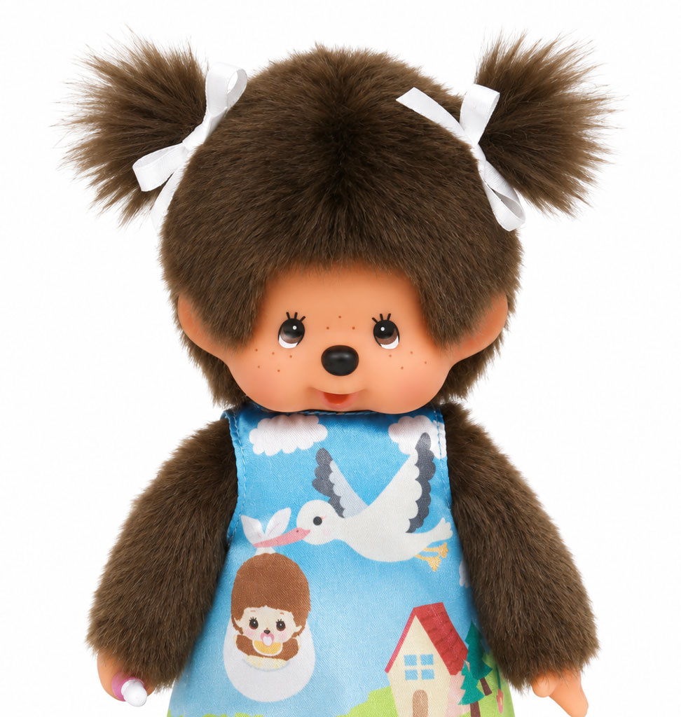 Monchhichi Mädchen aus Monchhichi mit Storchenmusterkleid