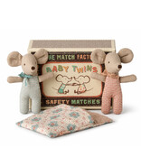 Maileg Maileg tweeling muisjes in luciferdoosje met beddengoed / checker