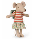 Maileg Maileg Big Sister tricycle mouse with green bag