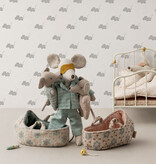 Maileg Maileg baby mouse in travel cradle / pink