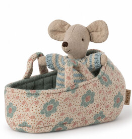 Maileg Maileg baby muisje in reiswieg / blauw