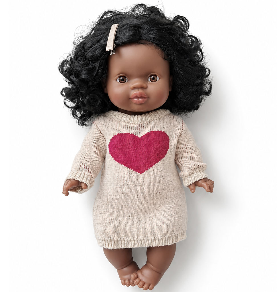 Minikane  Minikane gebreide jurk voor Gordi-poppen / Robe Lena hart