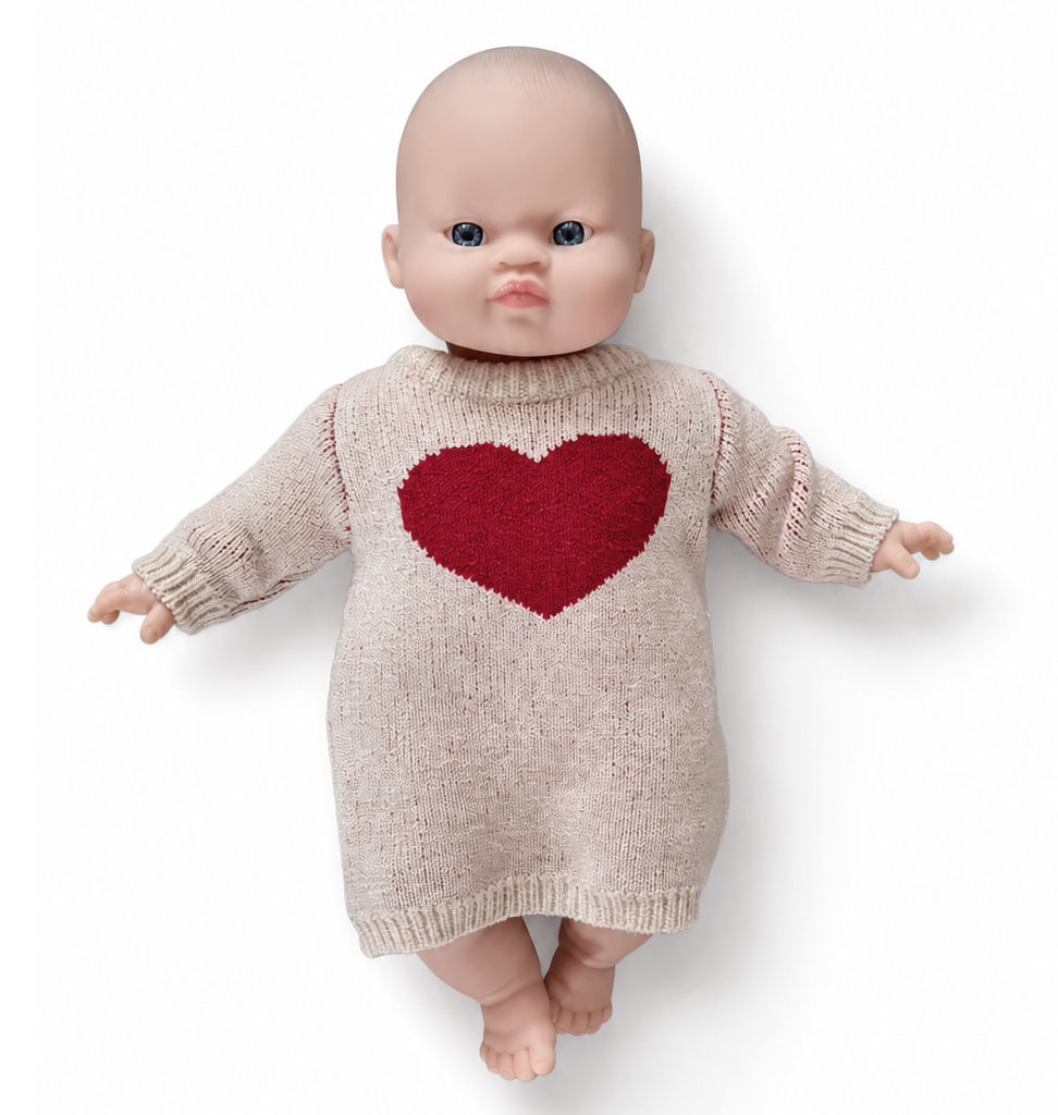 Minikane  Minikane gebreide jurk voor Gordi-poppen / Robe Lena hart