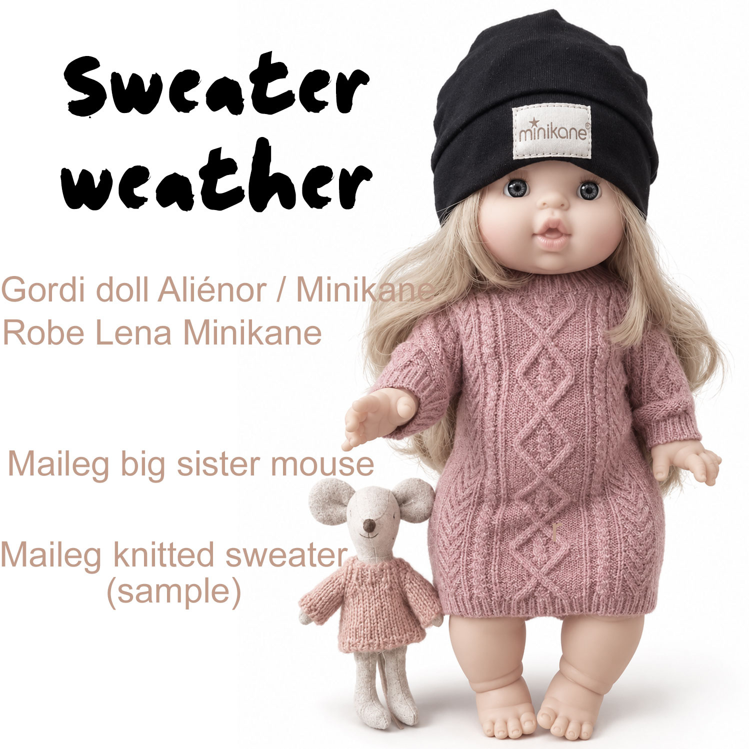 Minikane  Minikane Strickkleid für Gordi-Puppen / Robe Lena / rosa