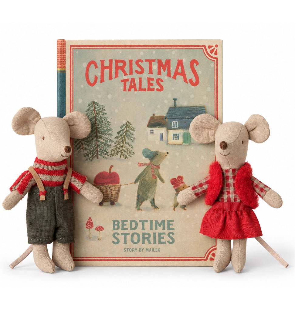 Maileg Maileg kerst tweeling muisjes in boek