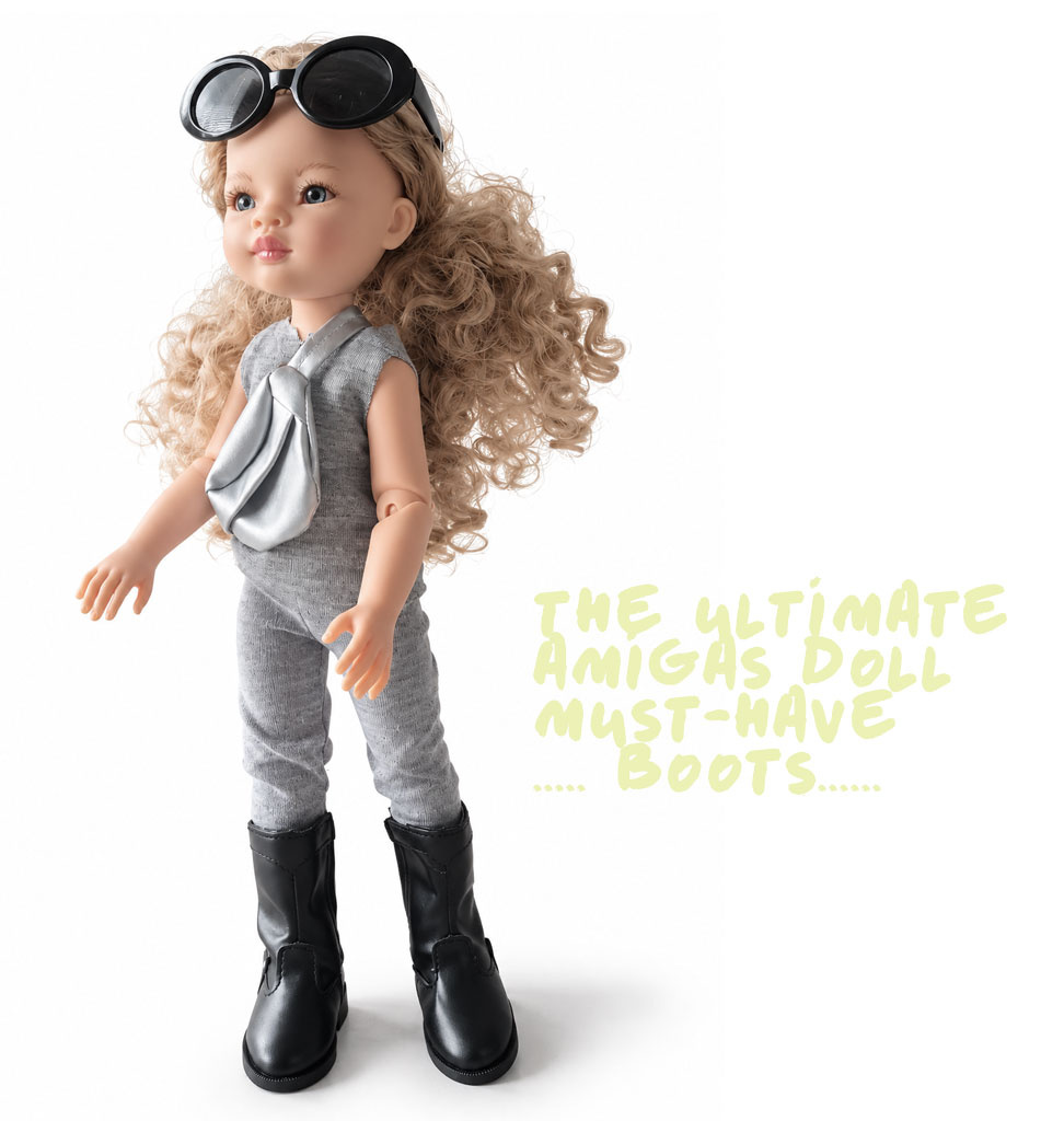 Paola Reina poppen Paola Reina black boots for Amigas dolls
