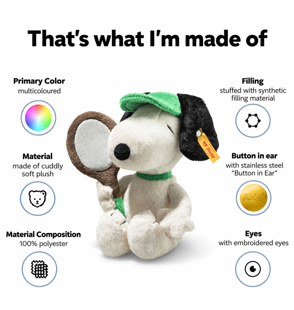 Steiff Steiff Snoopy with tennis racket
