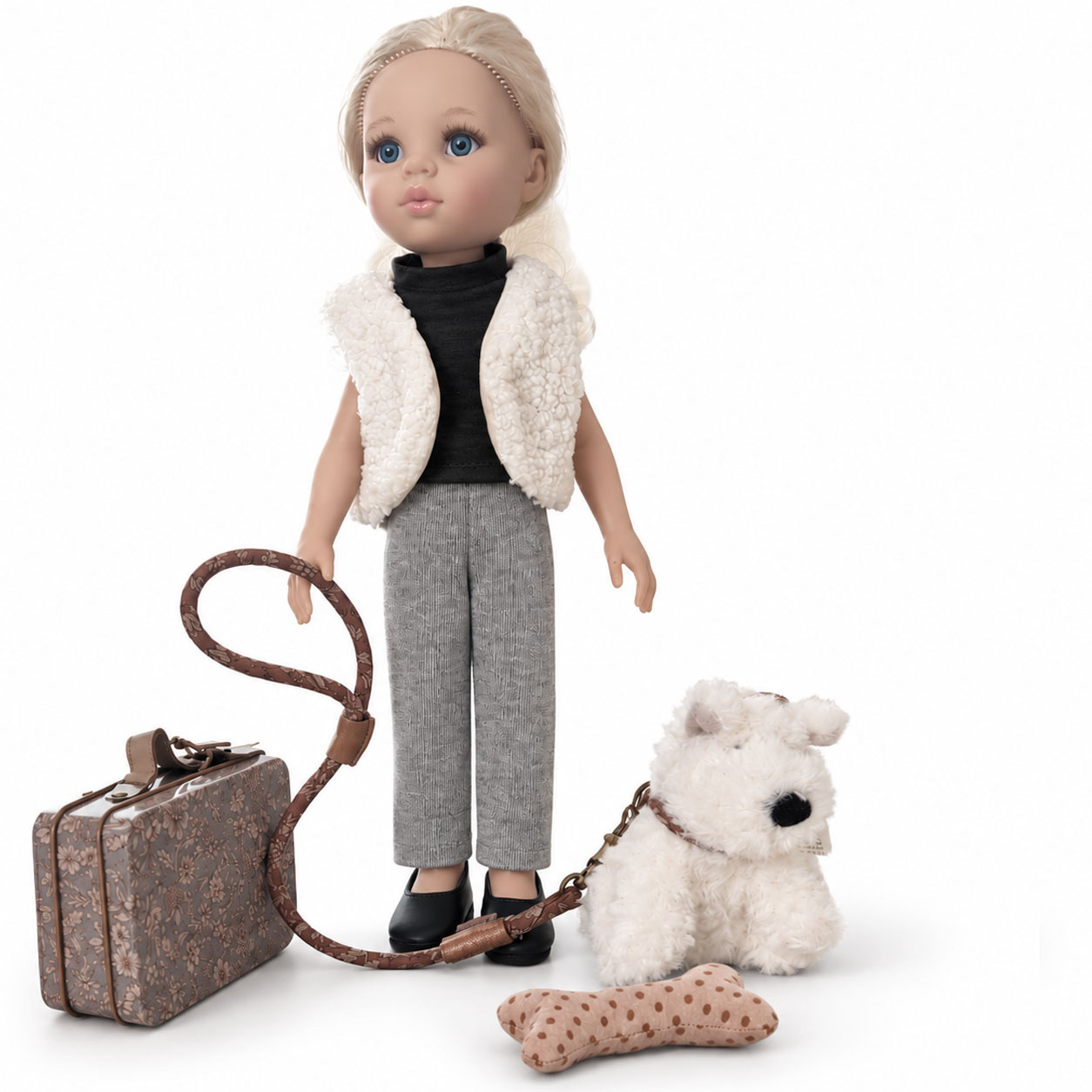 Minikane  Minikane Amigas doll sleeveless vest made of imitation fur / ecru