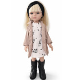 Minikane  Minikane Amigas / IVA Kleid mit Paris-Print + schwarzes Haarband