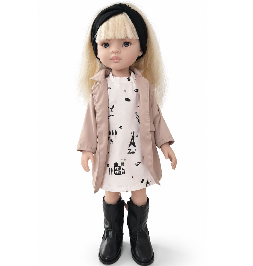 Minikane  Minikane Amigas / jurk IVA met Parijs print + zwarte haarband