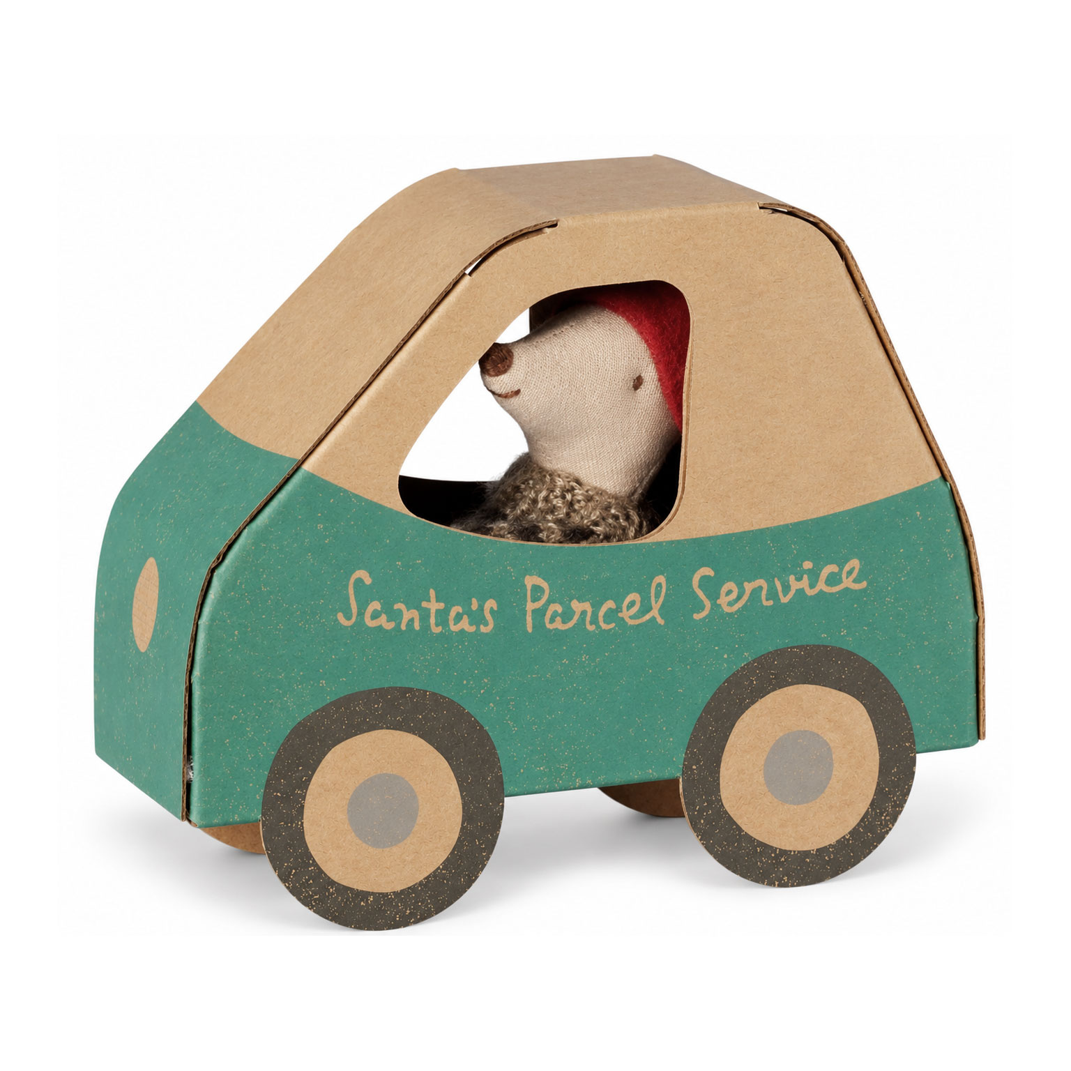 Maileg Maileg Little Brother kerstmuisje met auto
