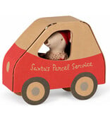 Maileg Maileg Kleine Schwester Weihnachtsmaus mit Auto