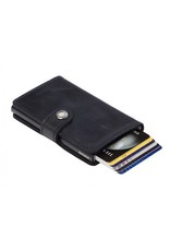 Secrid Secrid Mini Wallet Card Protector Vintage zwart leren uitschuifbare pasjeshouder