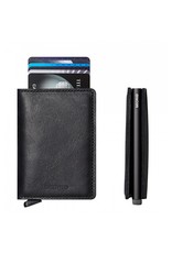Secrid Secrid Slim Wallet Vintage Black leren uitschuifbare pasjeshouder Card Protector zwart