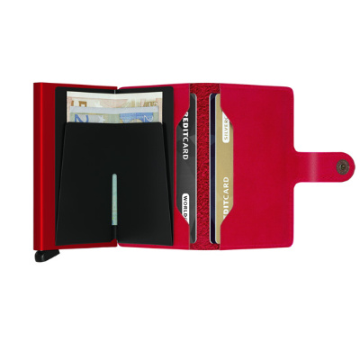 Secrid Secrid Mini Wallet Card Protector Red Red leren uitschuifbare pasjes bescherming portemonnee