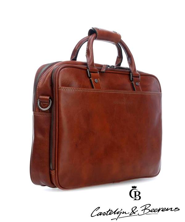 Castelijn en Beerens Castelijn & Beerens Verona Business dubbelvaks Laptopbag 15.6" licht bruin