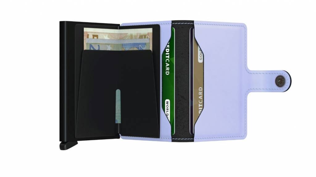 Secrid Secrid Mini Wallet Matte Lilac Black leren uitschuifbare pasjeshouder