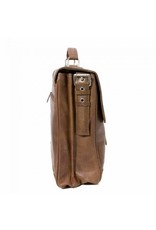 Plevier Plevier Traditioneel gelooid leer 2-vaks cognac 15.6" laptoptas 725-3 businesstas