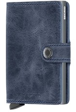 Secrid Secrid Mini Wallet Card Protector Vintage Blue leren uitschuifbare pasjes bescherming portemonnee