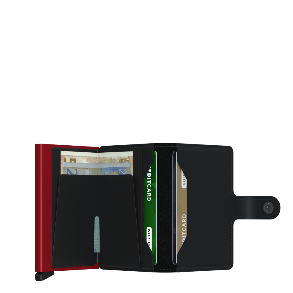 Secrid Secrid Mini Wallet Matte Black & Red leren pasjeshouder