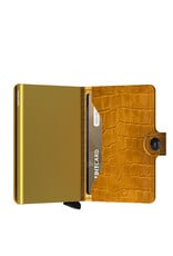 Secrid Secrid Mini Wallet Cleo Ochre leren uitschuifbare pasjeshouder krokodillenleer look