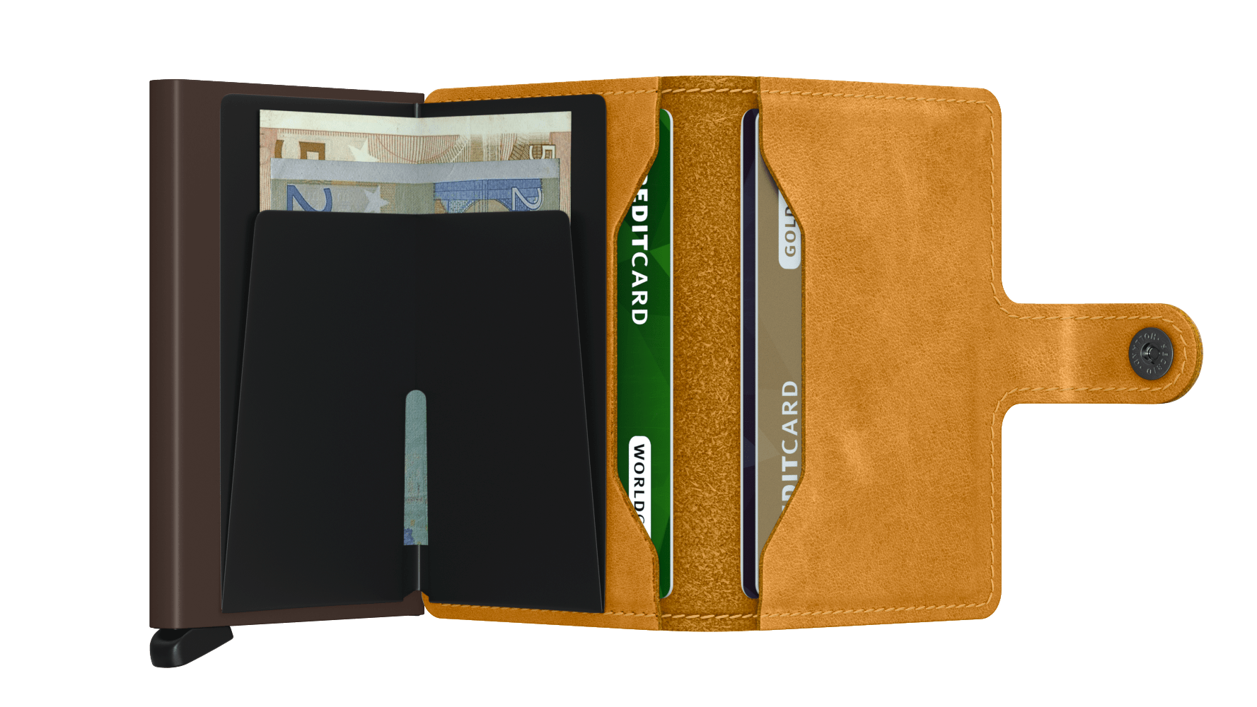 Secrid Secrid Mini Wallet Card Protector Vintage Ochre leren uitschuifbare pasjeshouder