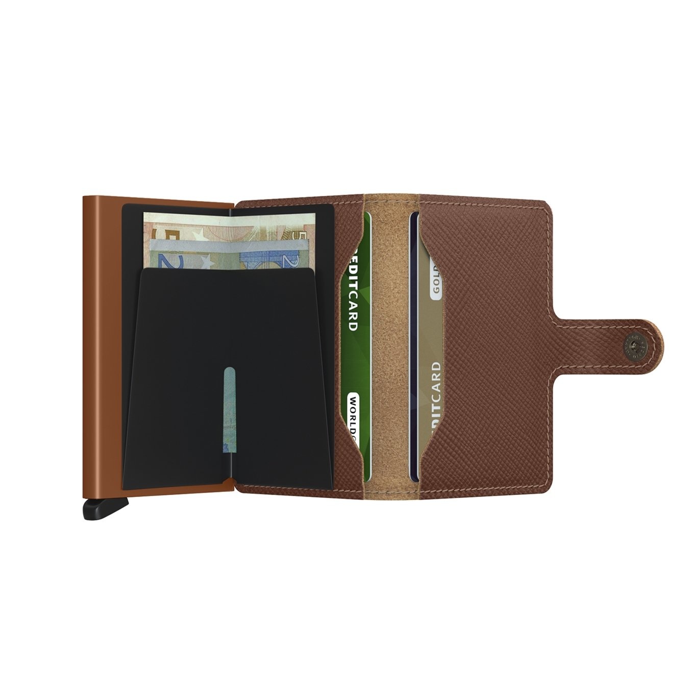 Secrid Secrid Mini Wallet Saffiano Caramel - pasjeshouder portemonnee