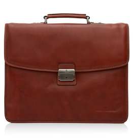 Castelijn en Beerens Castelijn & Beerens - Verona 3vaks aktetas 15.6 inch laptoptas + tablet & RFID- cognac