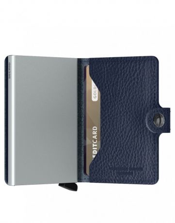 Secrid Secrid Mini Wallet Veg Navy Silver uitschuifbare pasjeshouder portemonnee