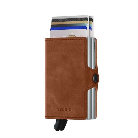 Secrid Secrid Twin Wallet Card Protector Vintage Cognac leren uitschuifbare pasjes bescherming portemonnee