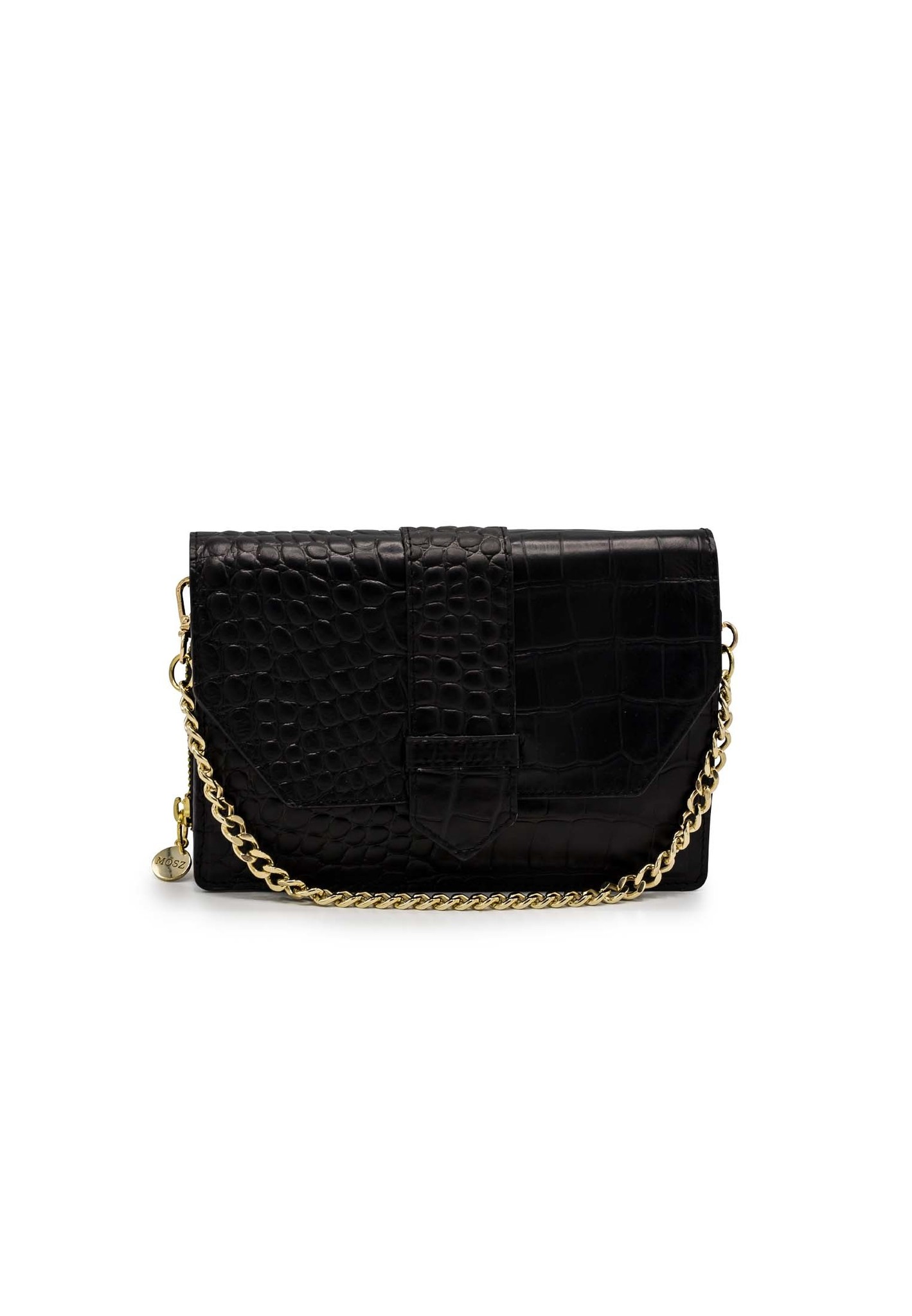 Mosz Mosz Kris Bag Crossbody Telefoontasje - Croco Black Shiny Light Gold