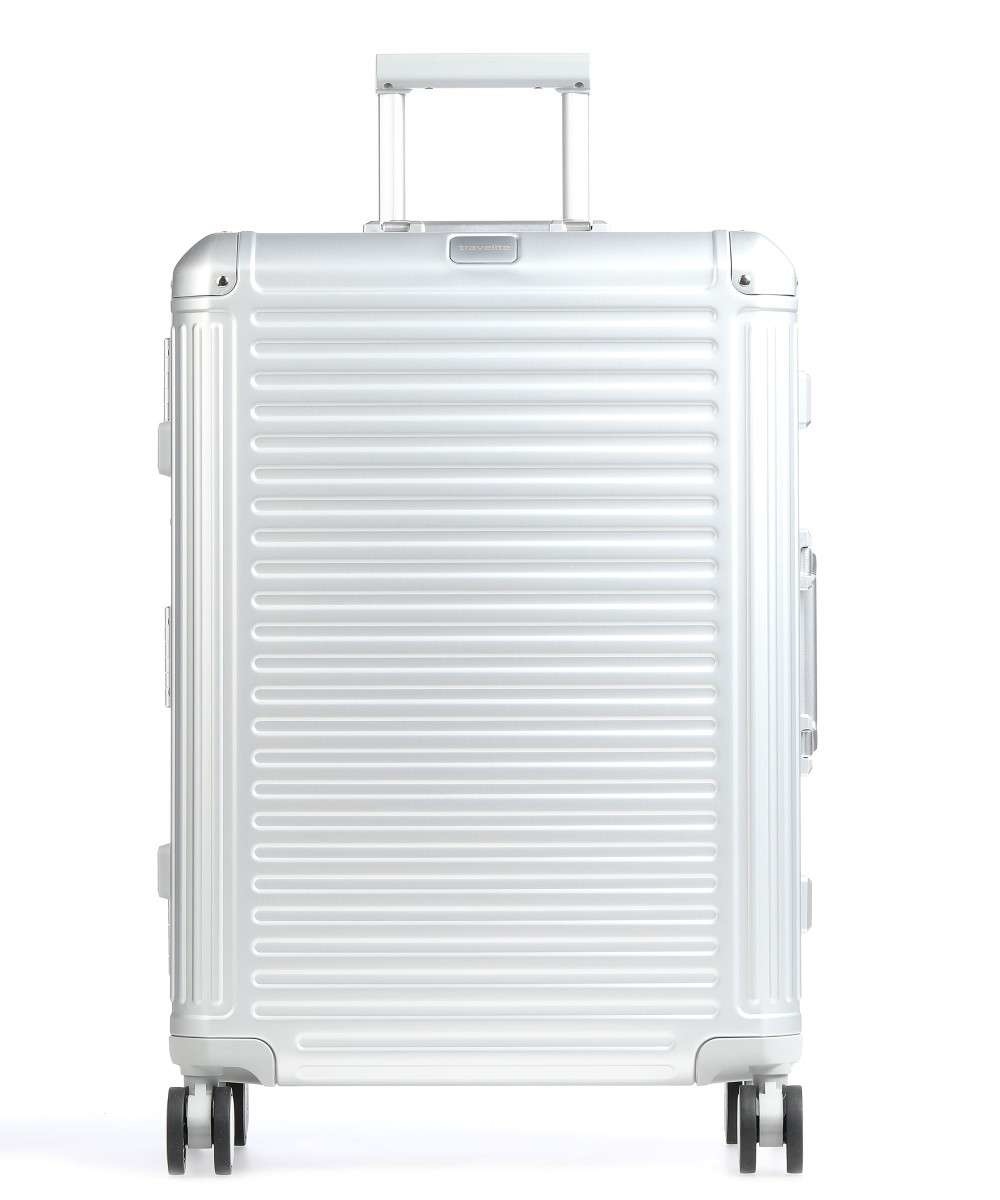 Travelite Next middenmaat koffer - Luxe Aluminium M Trolley 67cm - medium - zilver