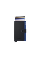 Secrid Secrid Mini Wallet Matte Black & Blue - leren uitschuifbare pasjeshouder