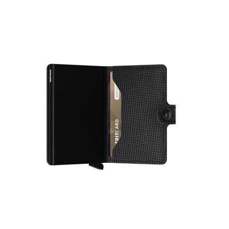 Secrid Secrid Mini Wallet Carbon Black - leren uitschuifbare pasjeshouder