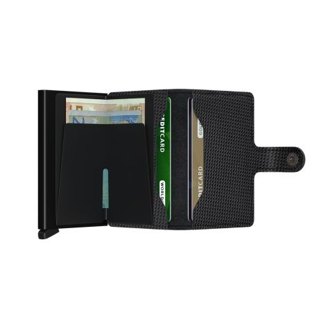 Secrid Secrid Mini Wallet Carbon Black - leren uitschuifbare pasjeshouder