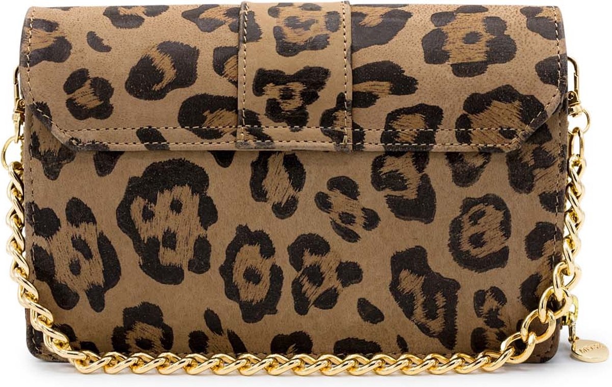 Mosz Mosz Kris Bag Crossbody Telefoontasje - Cheeta Bruin Shiny Light Gold - Copy