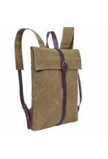 Saccoo Saccoo Bergen - Waxed Canvas met Leder Rugzak -  Khaki