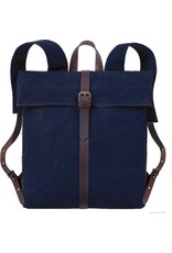 Saccoo Saccoo Bergen - Waxed Canvas met Leder Rugzak -  Navy