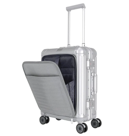 Travelite Next handbagagekoffer - Luxe Aluminium koffer met voorvak - Zilver