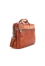 Spikes and Sparrow Spikes and Sparrow Bronco Leren 15.6" Laptoptas - 2vaks - Brandy