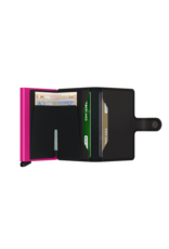 Secrid Secrid Mini Wallet Matte Black & Fuchsia - leren uitschuifbare pasjeshouder