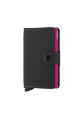 Secrid Secrid Mini Wallet Matte Black & Fuchsia - leren uitschuifbare pasjeshouder