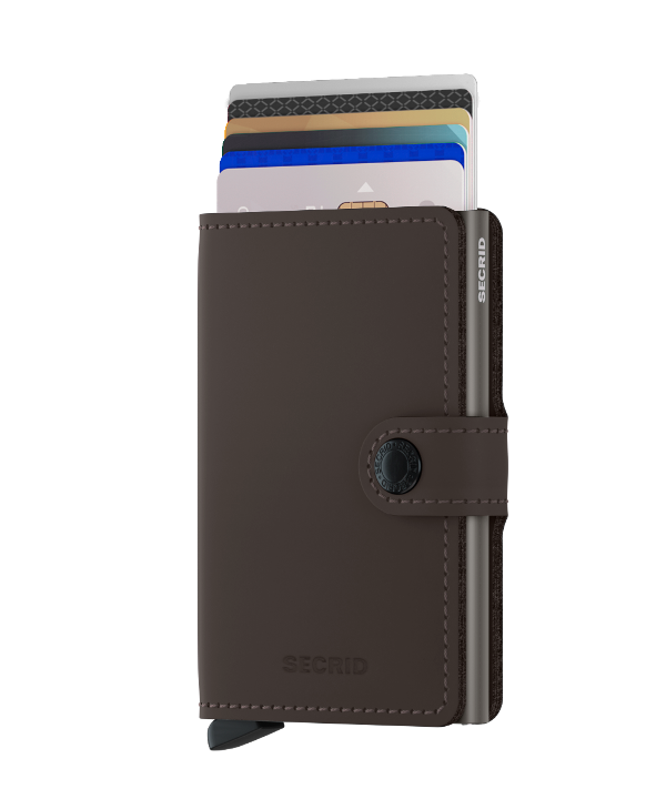 Secrid Secrid Mini Wallet Matte Truffle - leren uitschuifbare pasjeshouder